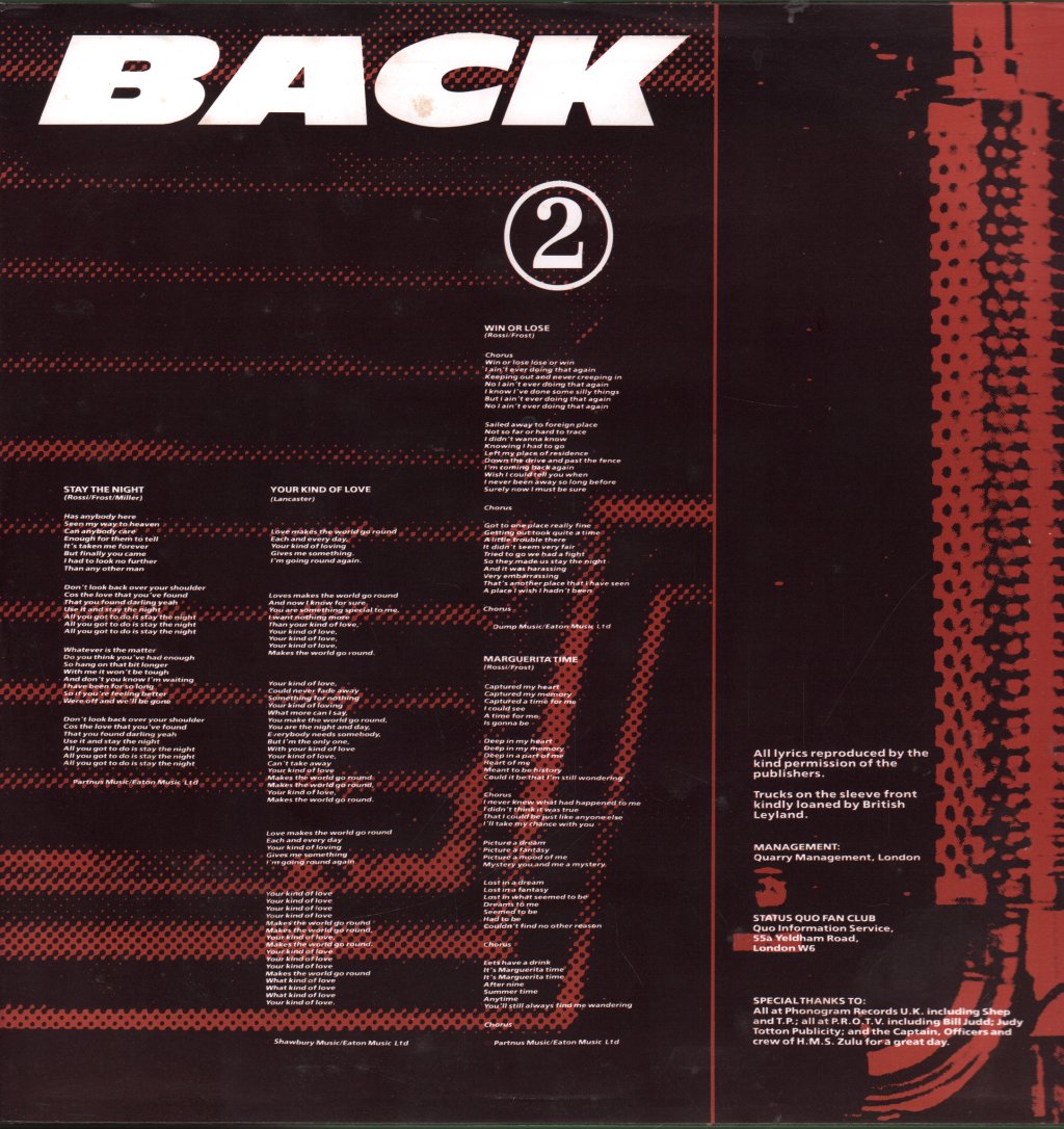 Status Quo - Back To Back - Lp