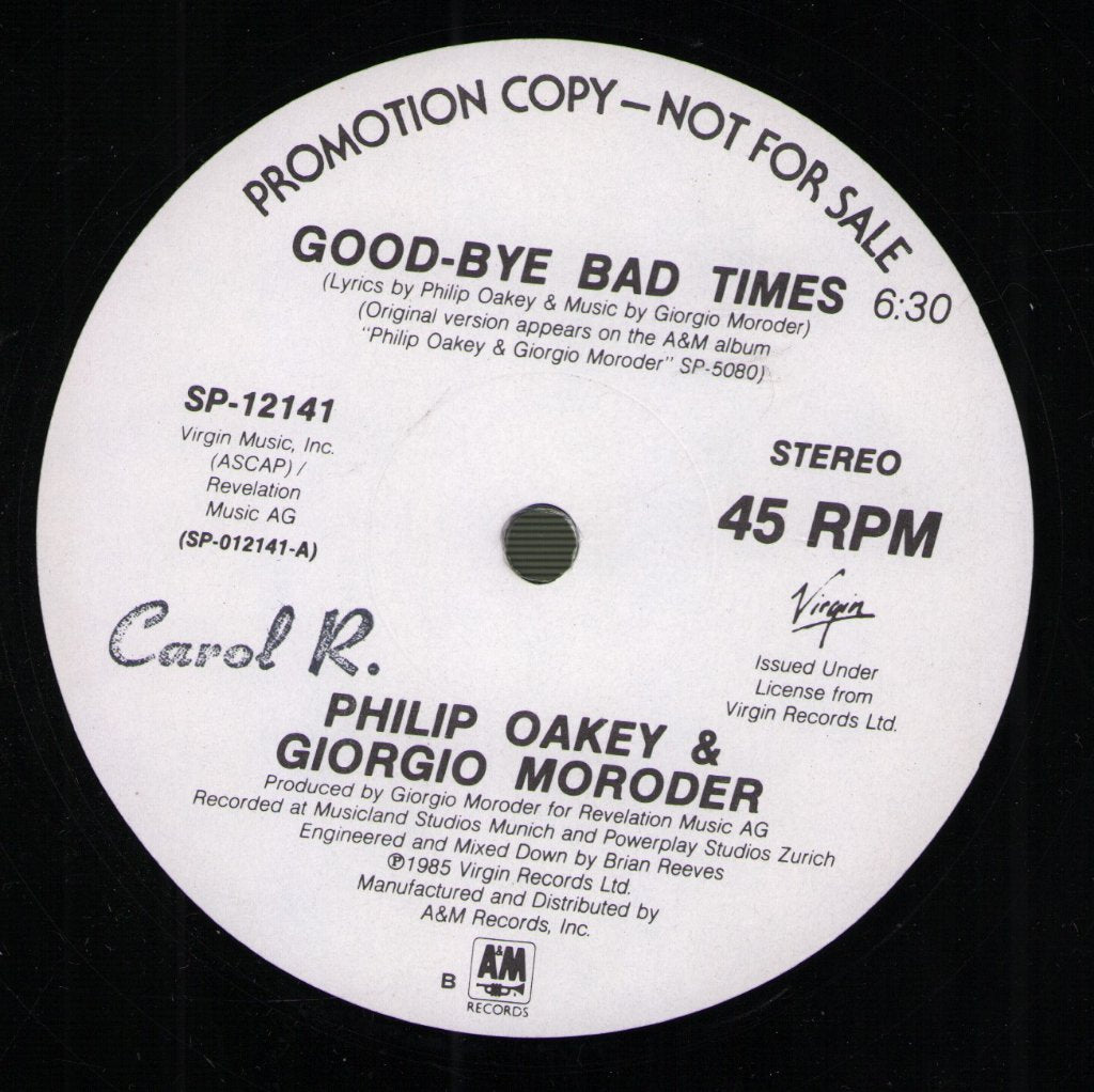 Philip Oakey & Giorgio Moroder - Good-bye Bad Times - 12 Inch