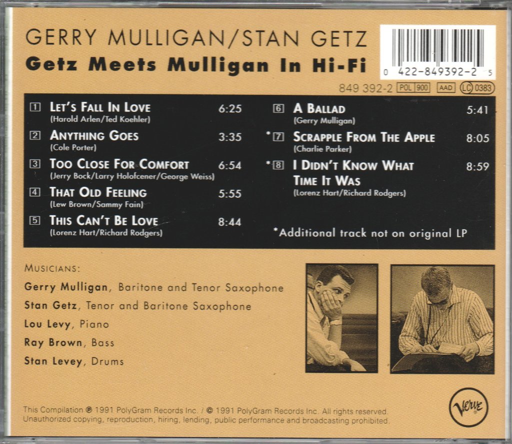 Stan Getz and Gerry Mulligan - Getz Meets Mulligan In Hi-Fi - Cd
