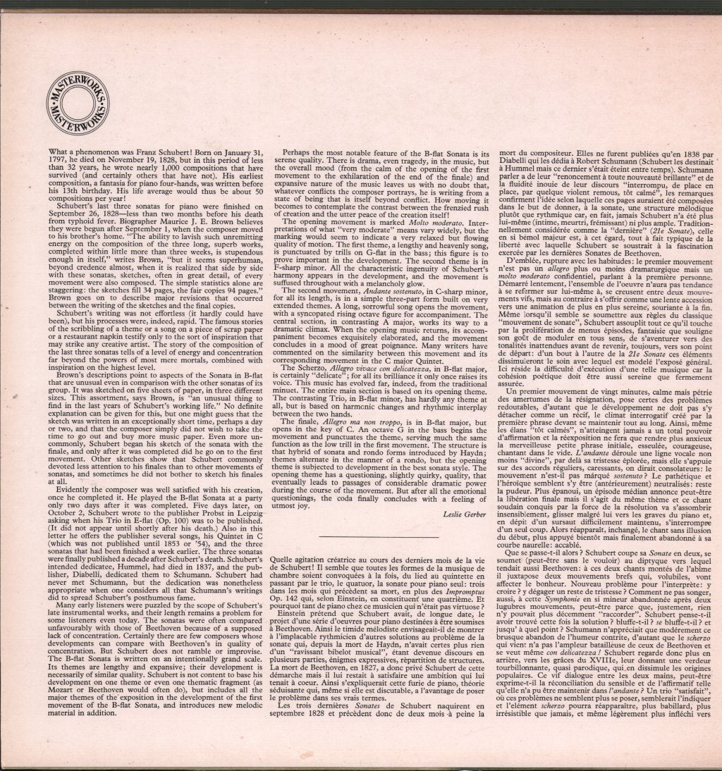 Rudolf Serkin - Schubert - Sonata D.960 B-Flat - Lp