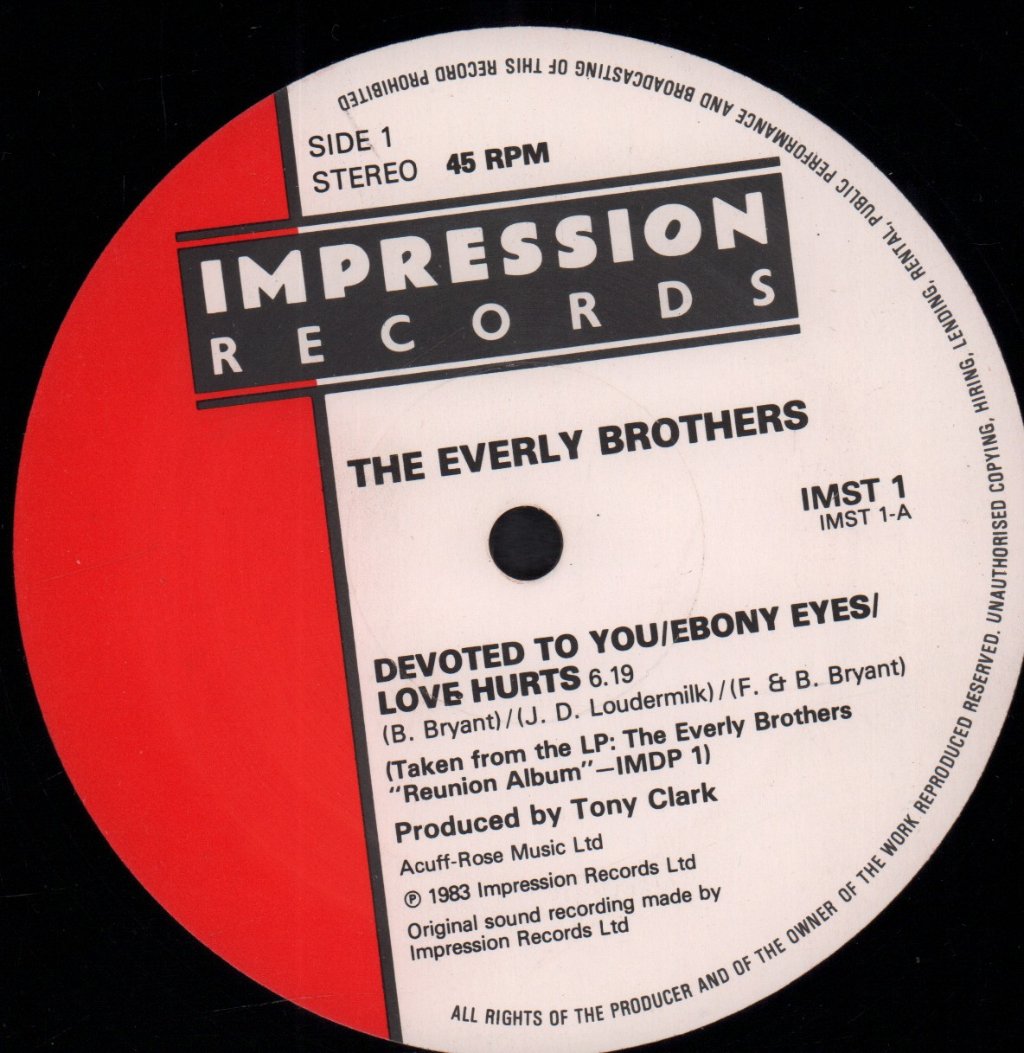 Everly Brothers - Devoted To You/Ebony Eyes/Love Hurts - 12 Inch