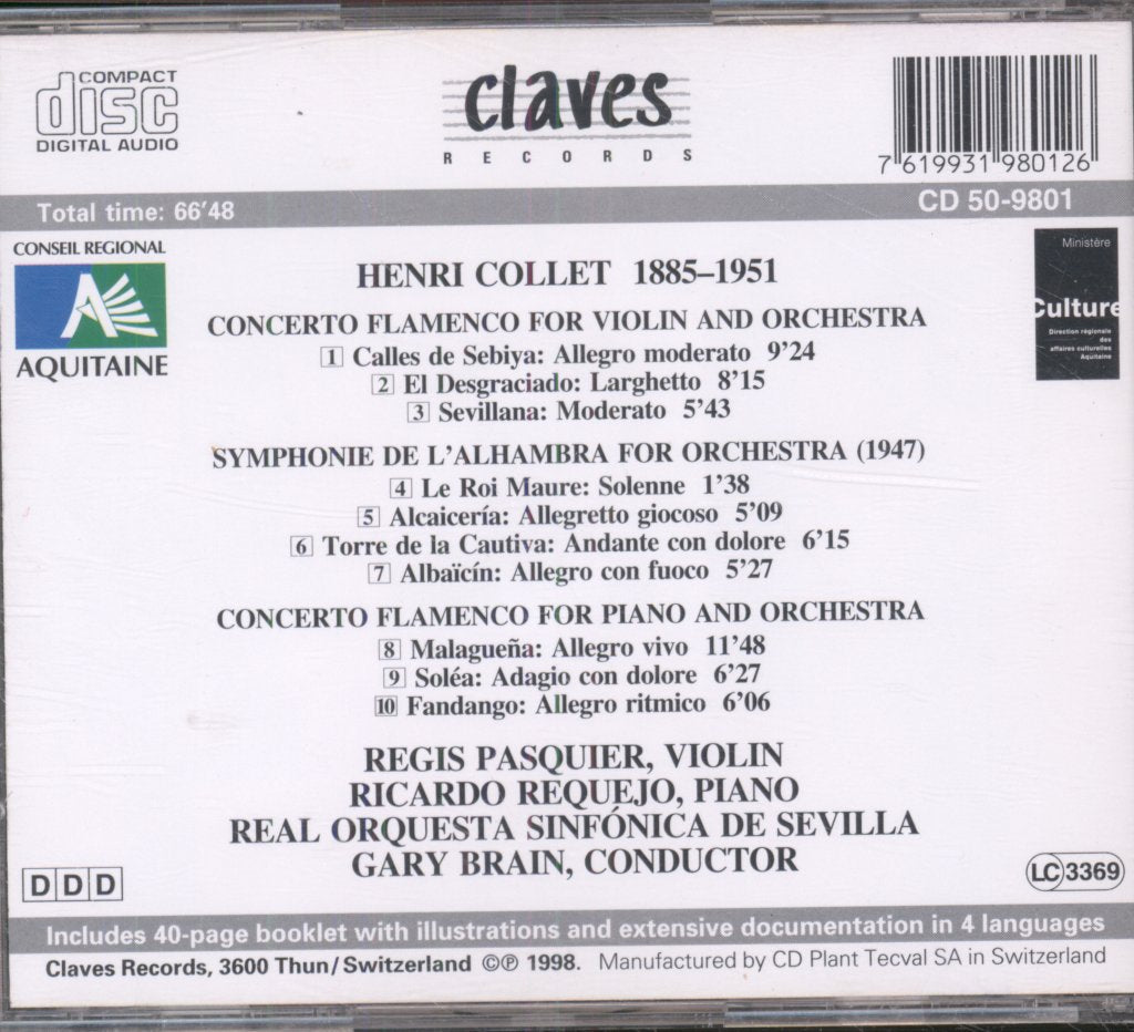 Régis Pasquier, Ricardo Requejo, Real Orquesta Sinfónica de Sevilla - Concertos Flamenco / Symphonie De L'Alhambra - Cd