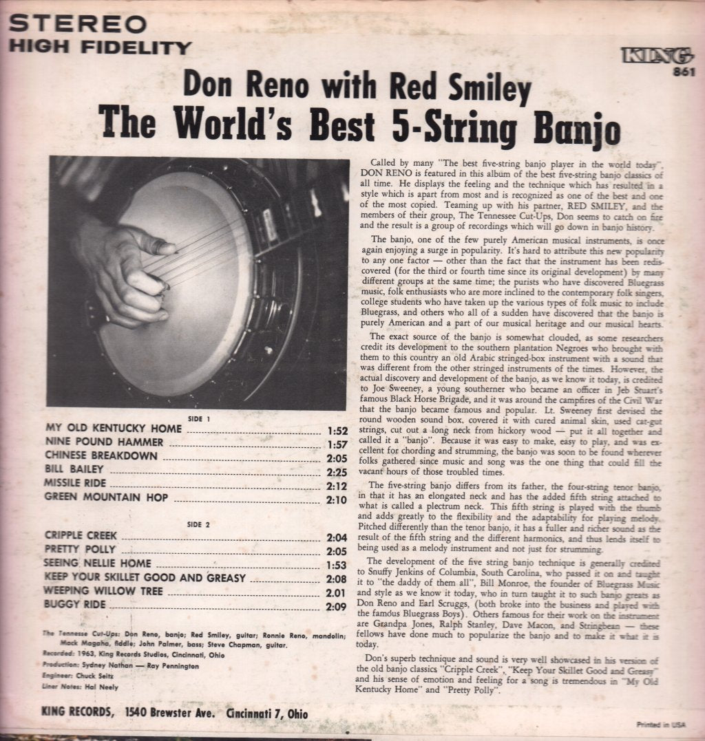 Don Reno With Red Smiley - World's Best 5-String Banjo - Lp
