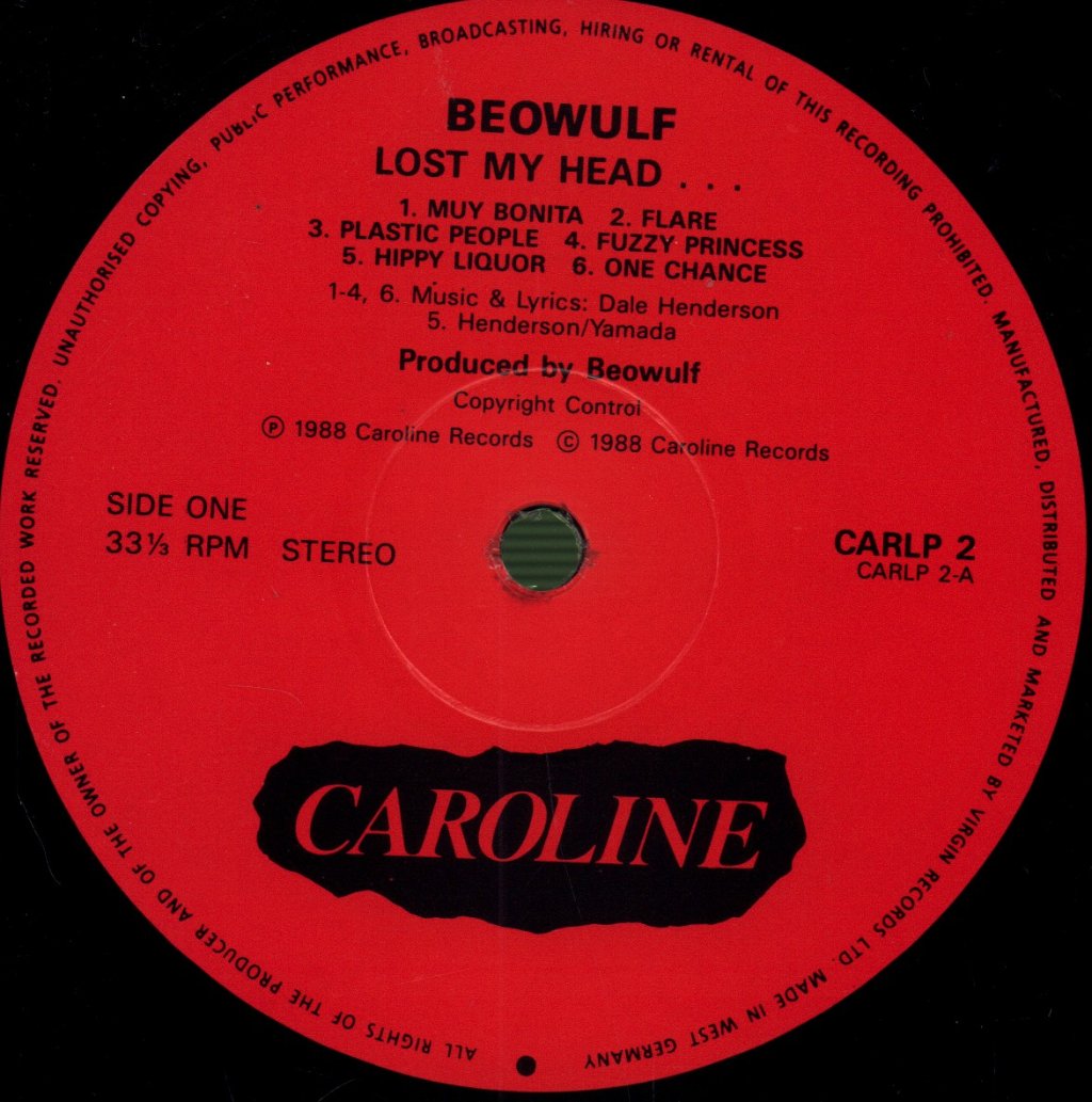 Beowulf - Lost My Head... But I'm Back On The Right Track - Lp