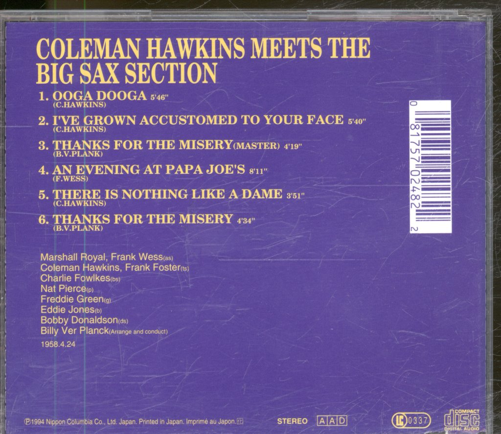 Coleman Hawkins - Meets The Big Sax Section - Cd