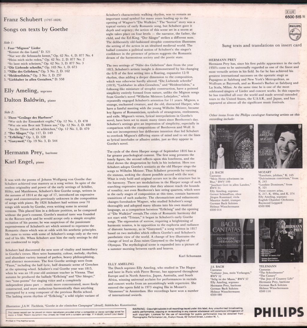 Elly Ameling / Dalton Baldwin / Hermann Prey / Karl Engel - Schubert - Goethe-Lieder - Lp