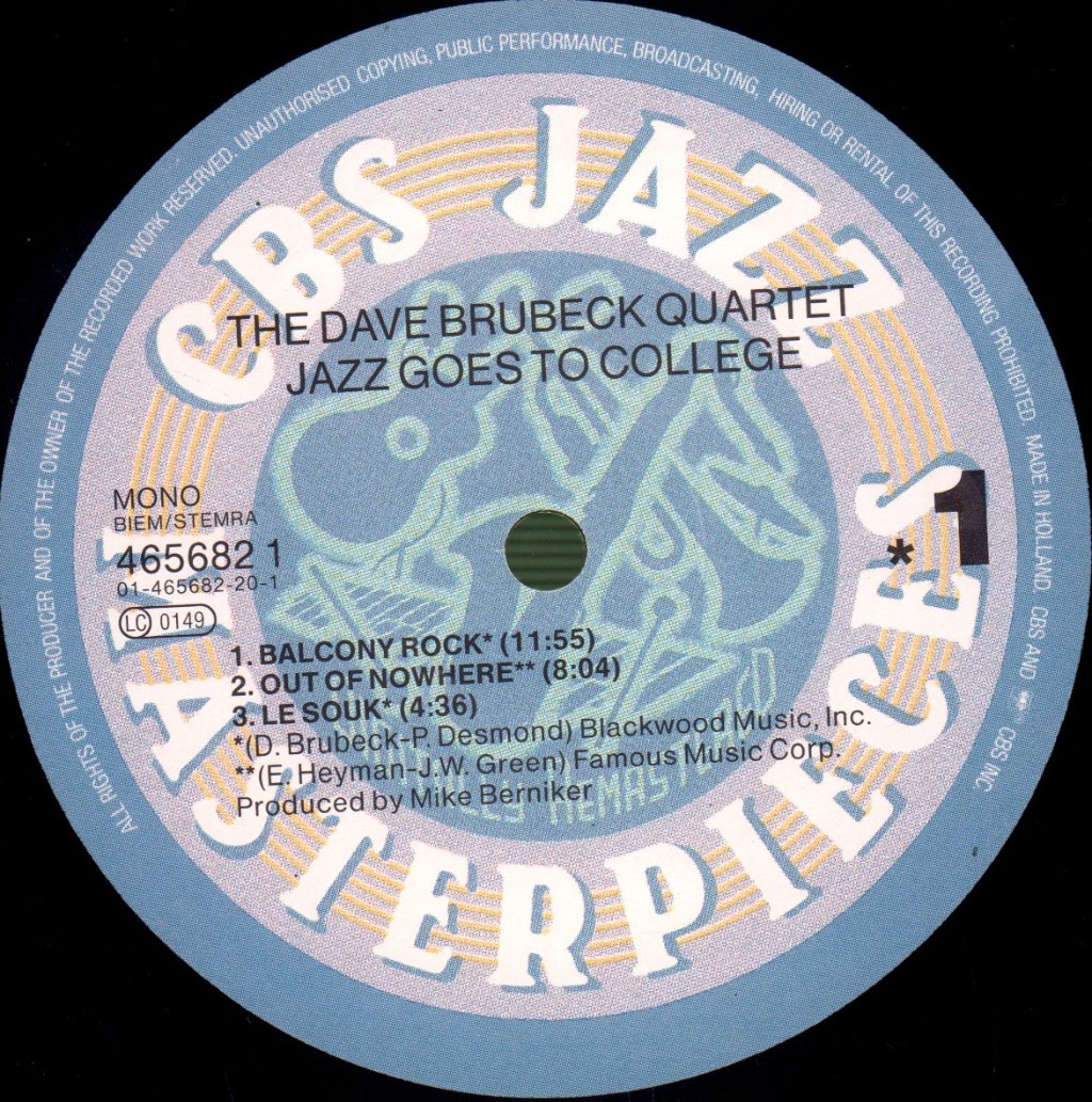 Dave Brubeck Quartet - Jazz Goes To College - Lp