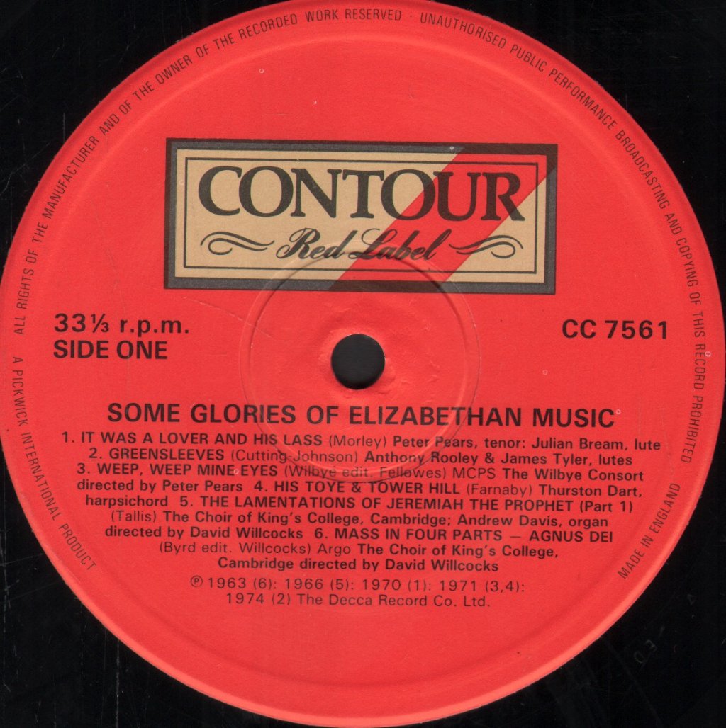 Various Artists - Some Glories Of Elizabethan Music - Lp