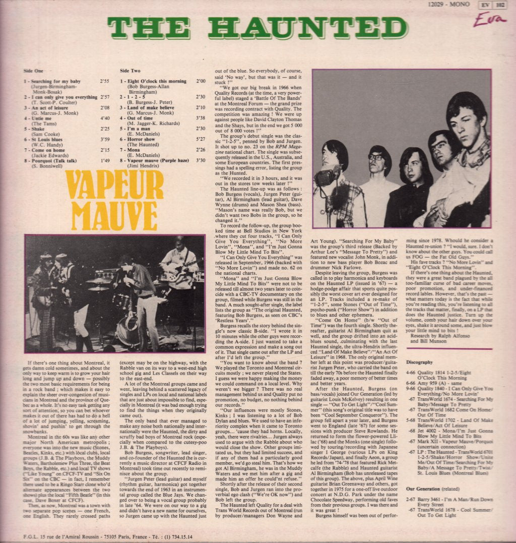 Haunted (Garage Band) - Vapeur Mauve (Purple Haze) - Lp