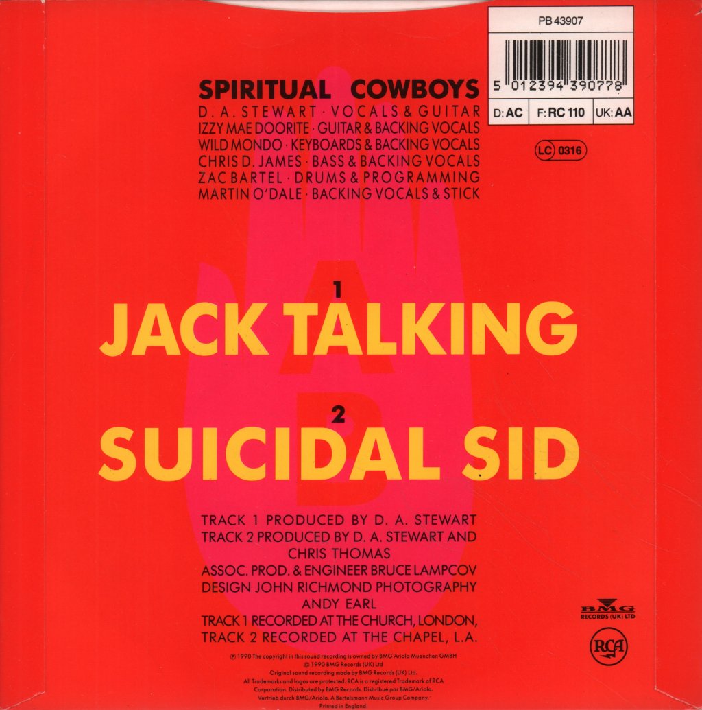Dave Stewart And The Spiritual Cowboys - Jack Talking - 7 Inch