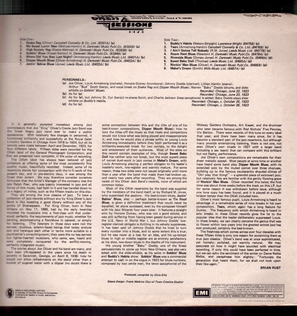 King Oliver And His Creole Jazz Band - Okeh Sessions - Lp
