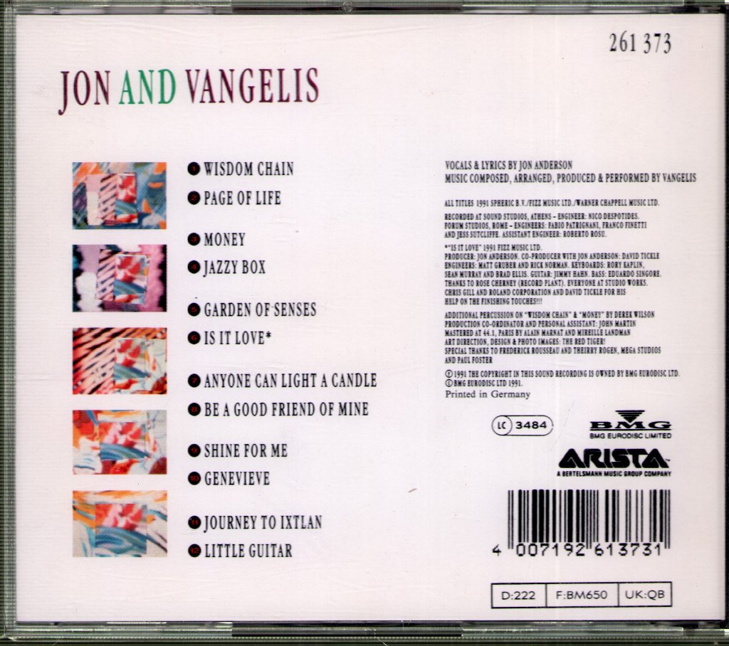 Jon And Vangelis - Page Of Life - Cd
