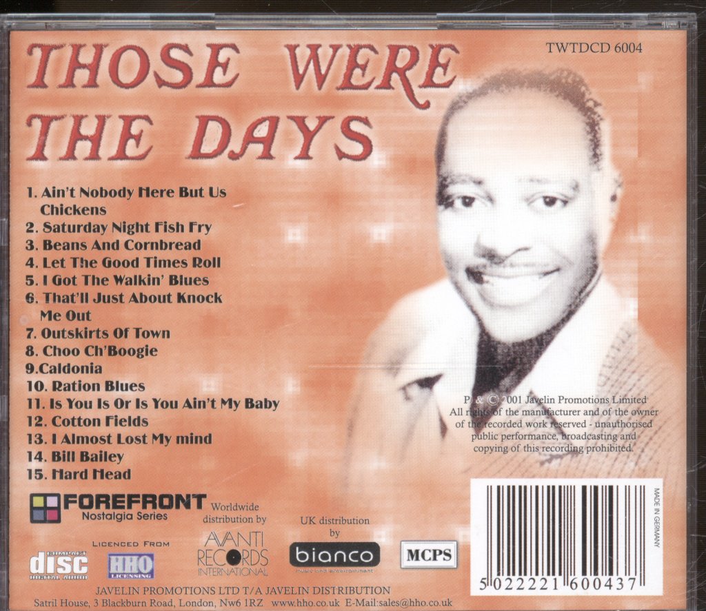 Louis Jordan - Those Were The Days (The Enchanting Sounds Of A Golden Era Of Music) - Cd