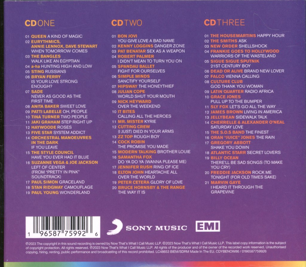 Various Artists - Now Yearbook Extra '86 (60 More Essential Hits From 1986) - Triple Cd