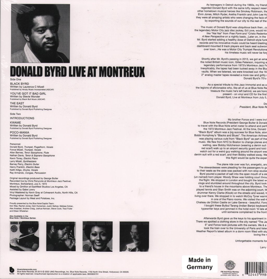 Donald Byrd - Live/Cookin' with Blue Note at Montreux - Lp
