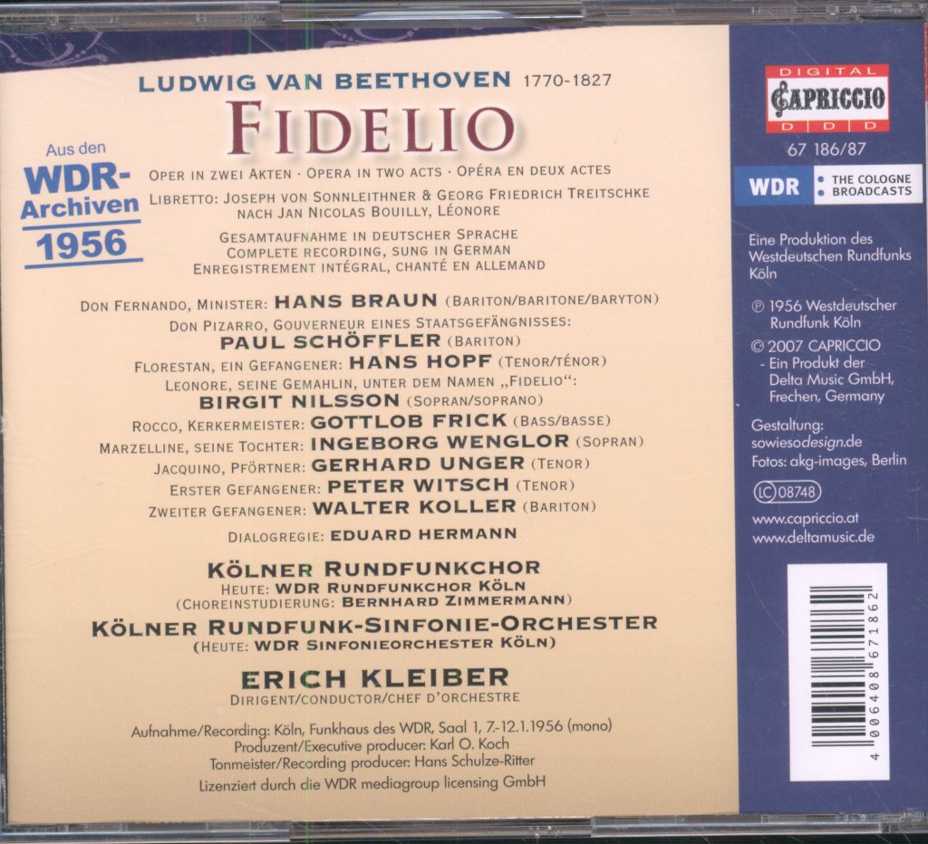 Erich Kleiber, Kolner Rundfunk Sinfonie Orchester - Beethoven - Fidelio - Cd Set