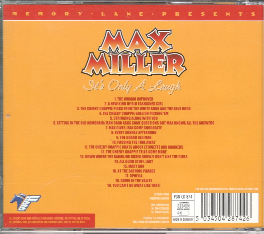 Max Miller - It's Only A Laugh - Cd