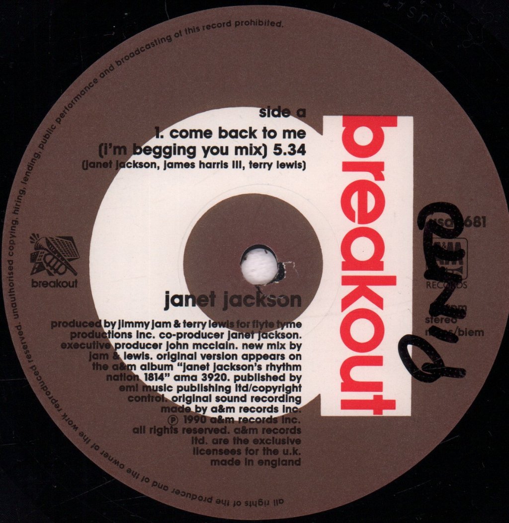 Janet Jackson - Come Back To Me - 12 Inch