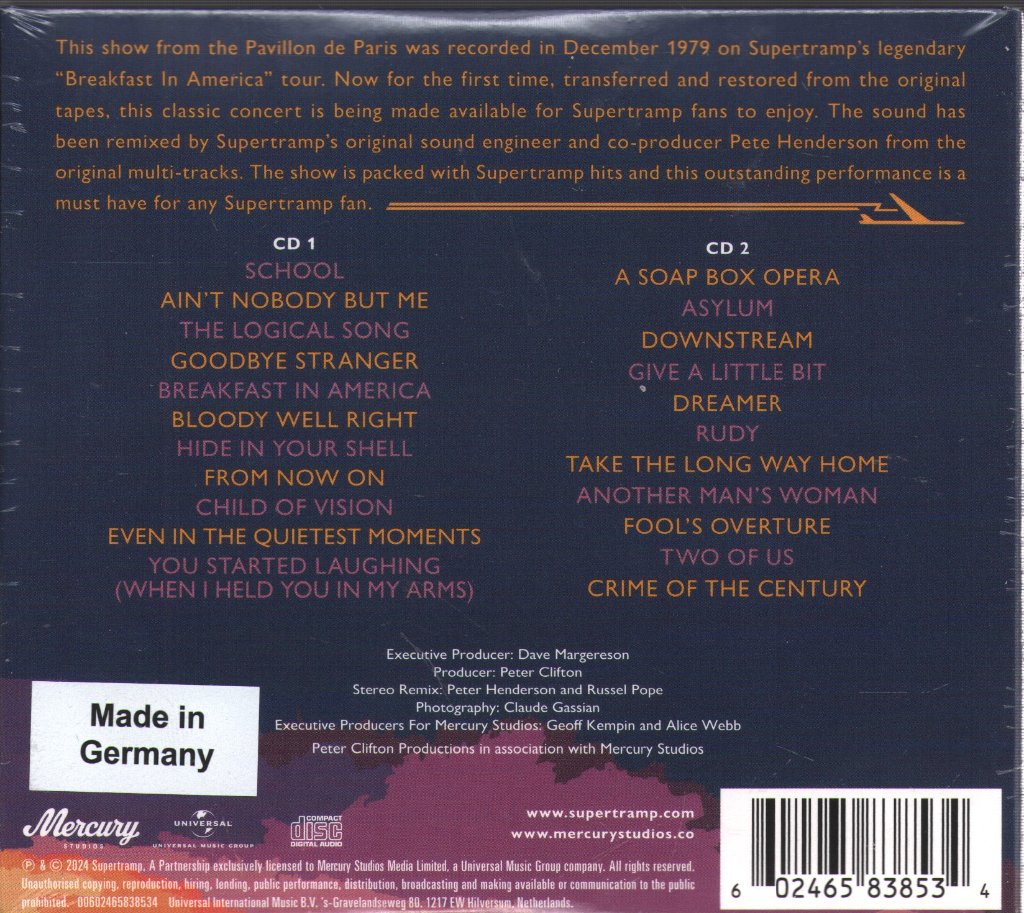 Supertramp - Live In Paris '79 - Double Cd