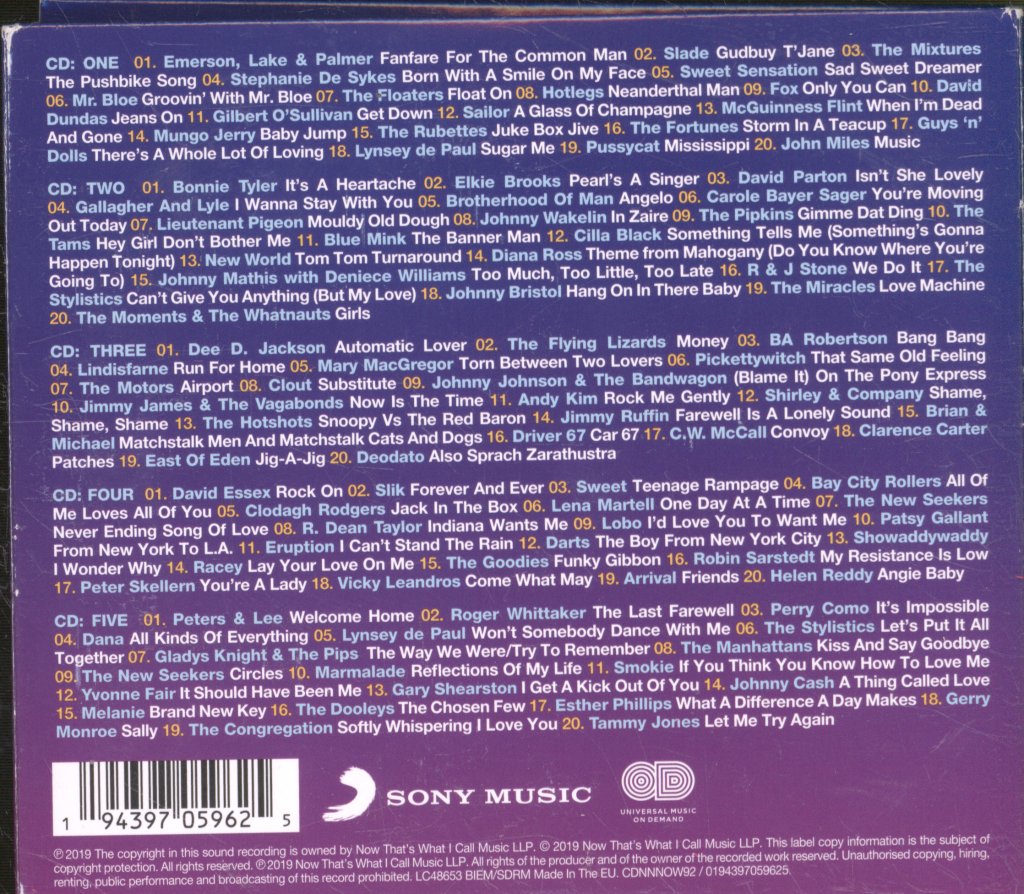 Various Artists - Now 100 Hits Forgotten 70s - Cd Set