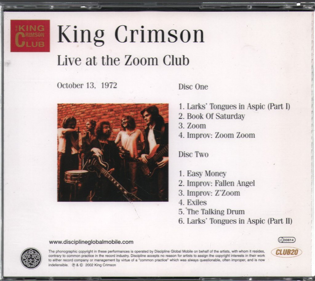 King Crimson - Live At The Zoom Club (October 13, 1972) - Double Cd