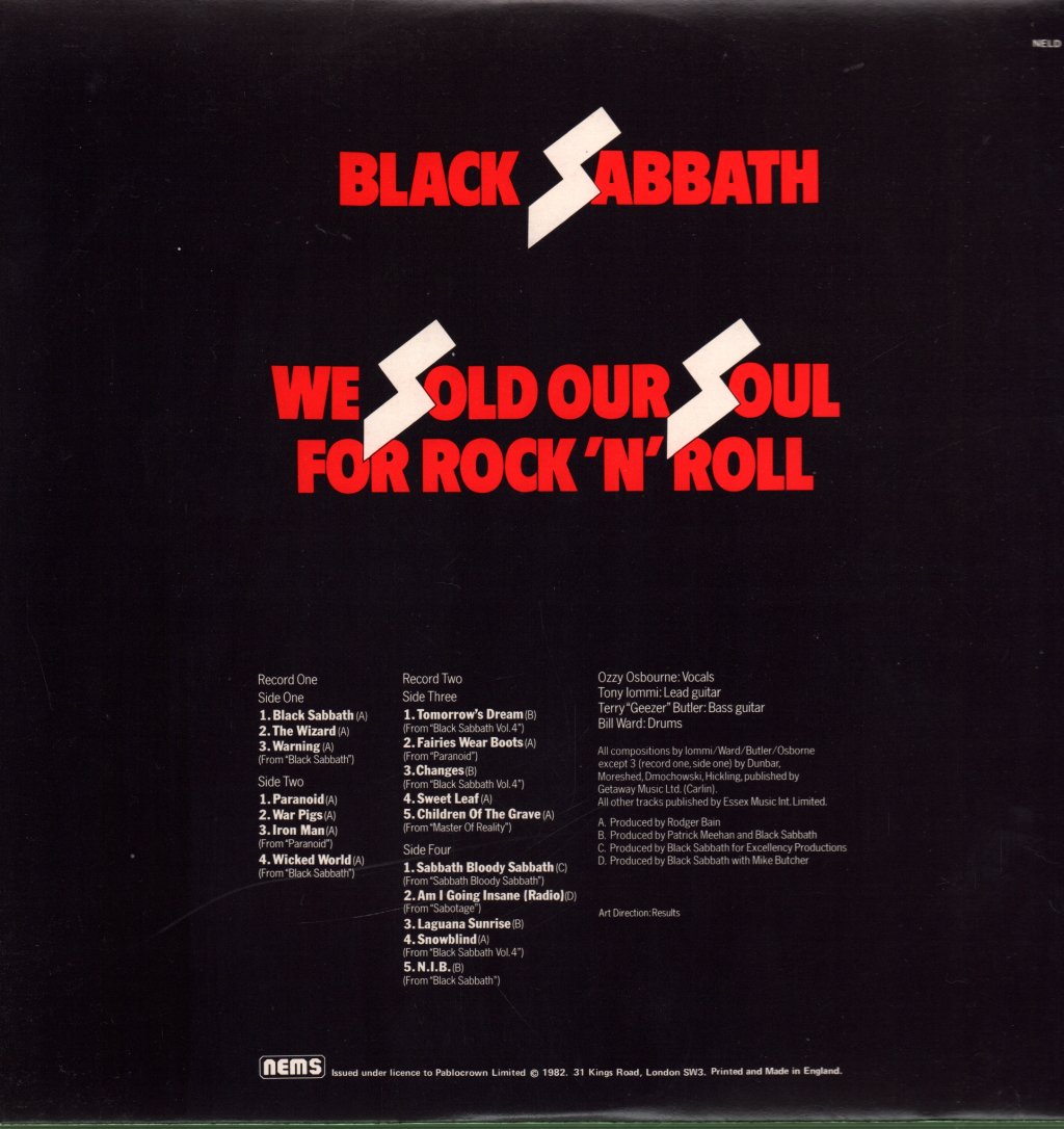 Black Sabbath - We Sold Our Soul For Rock N Roll - Double Lp