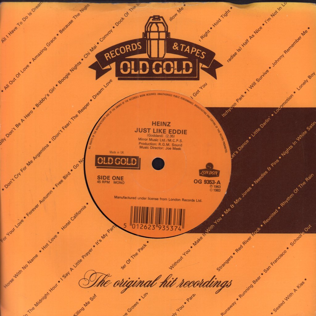 Heinz/Applejacks - Just Like Eddie / Tell Me When - 7 Inch