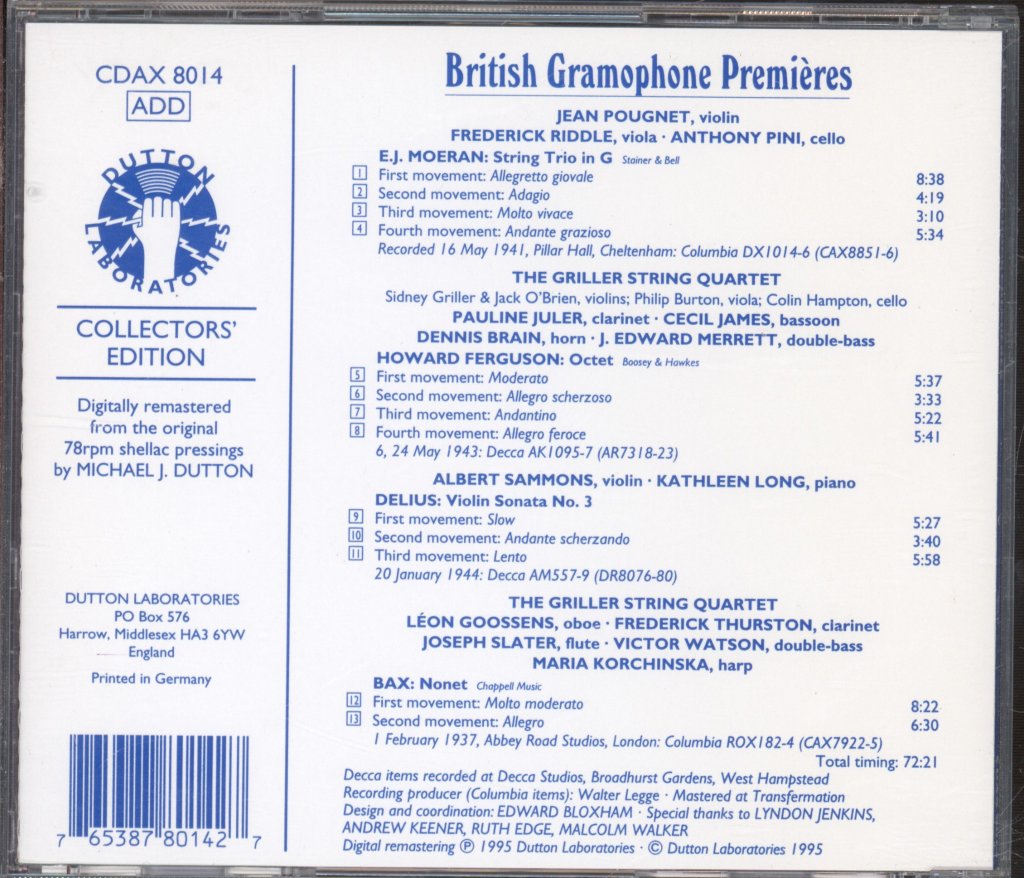 Various Artists - British Gramophone Premieres - Cd