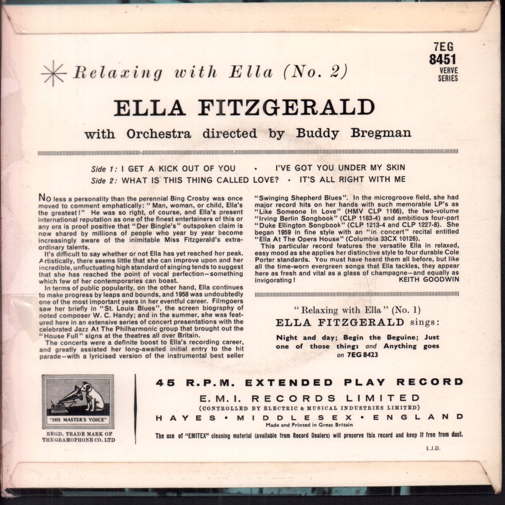 Ella Fitzgerald - Relaxing With Ella No. 2 - 7 Inch