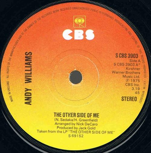 Andy Williams - Other Side Of Me C/W Goin' Through The Motions - 7 Inch