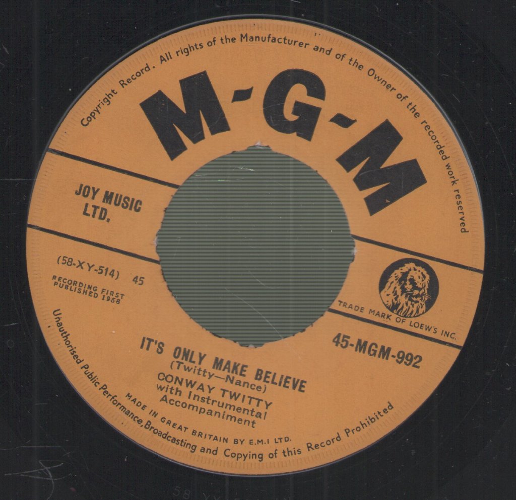 Conway Twitty - It's Only Make Believe - 7 Inch