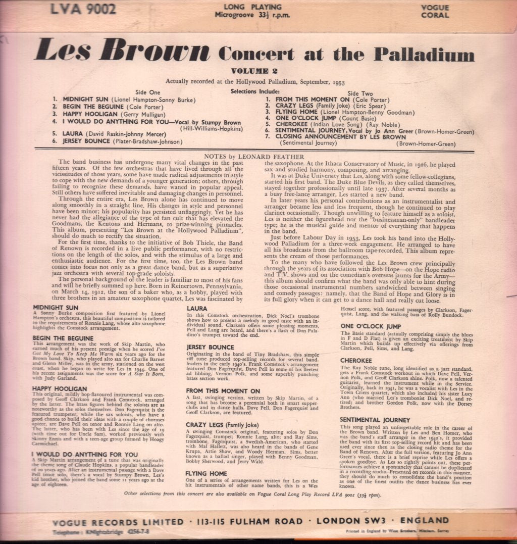 Les Brown (Jazz) - Concert From The Palladium Volume 2 - Lp