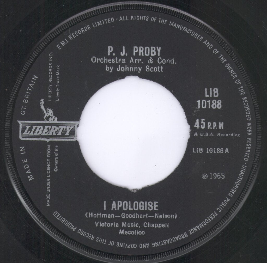 P.J. Proby - I Apologise - 7 Inch