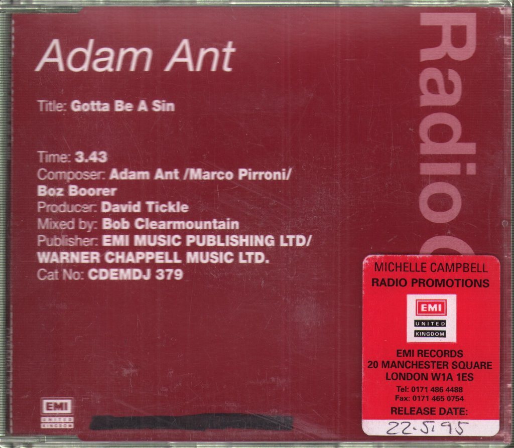 Adam Ant - Gotta Be A Sin - Cd