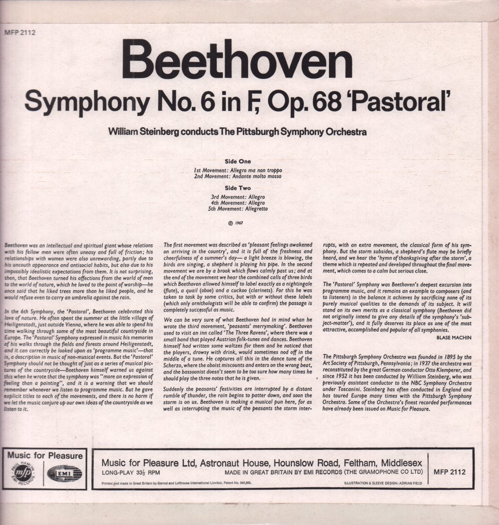 Pittsburgh Symphony Orchestra - beethoven Symphony No. 6 Pastoral - Lp
