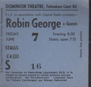 Robin George - Dominion Theatre, June 7Th - Ticket