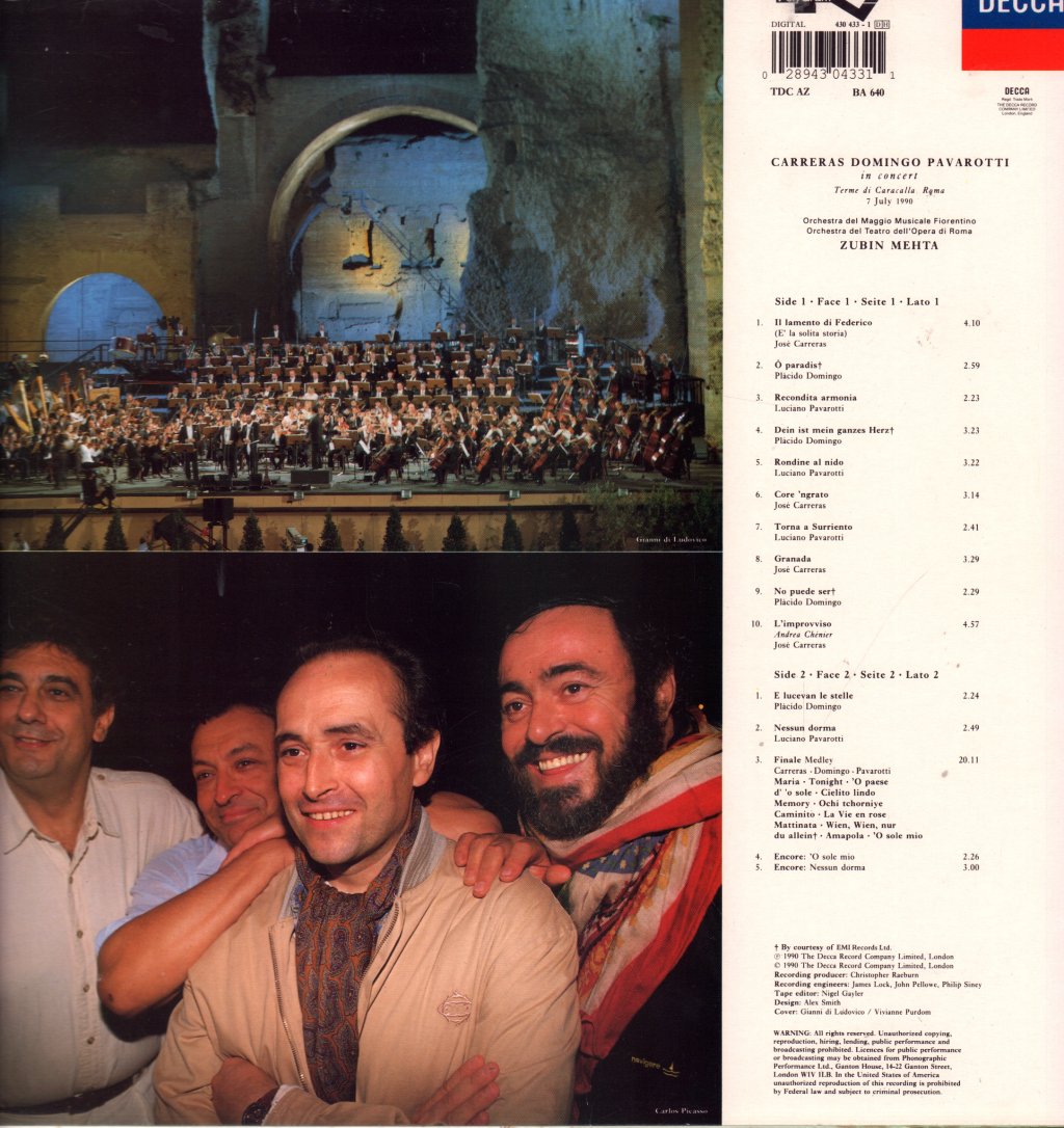 Carreras Domingo Pavarotti - In Concert - Lp