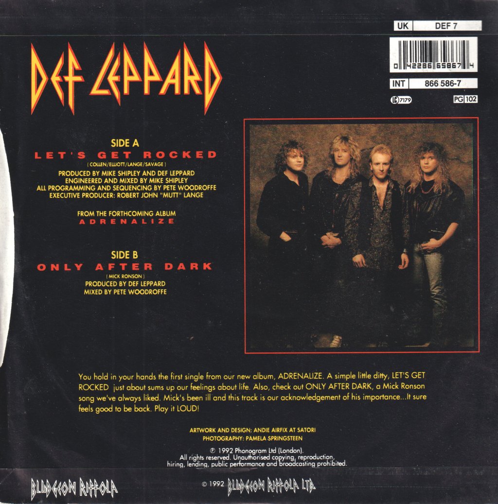 Def Leppard - Let's Get Rocked - 7 Inch