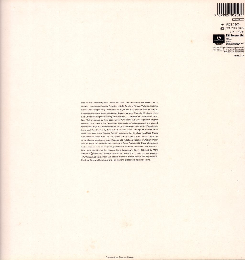 Pet Shop Boys - Please - Lp