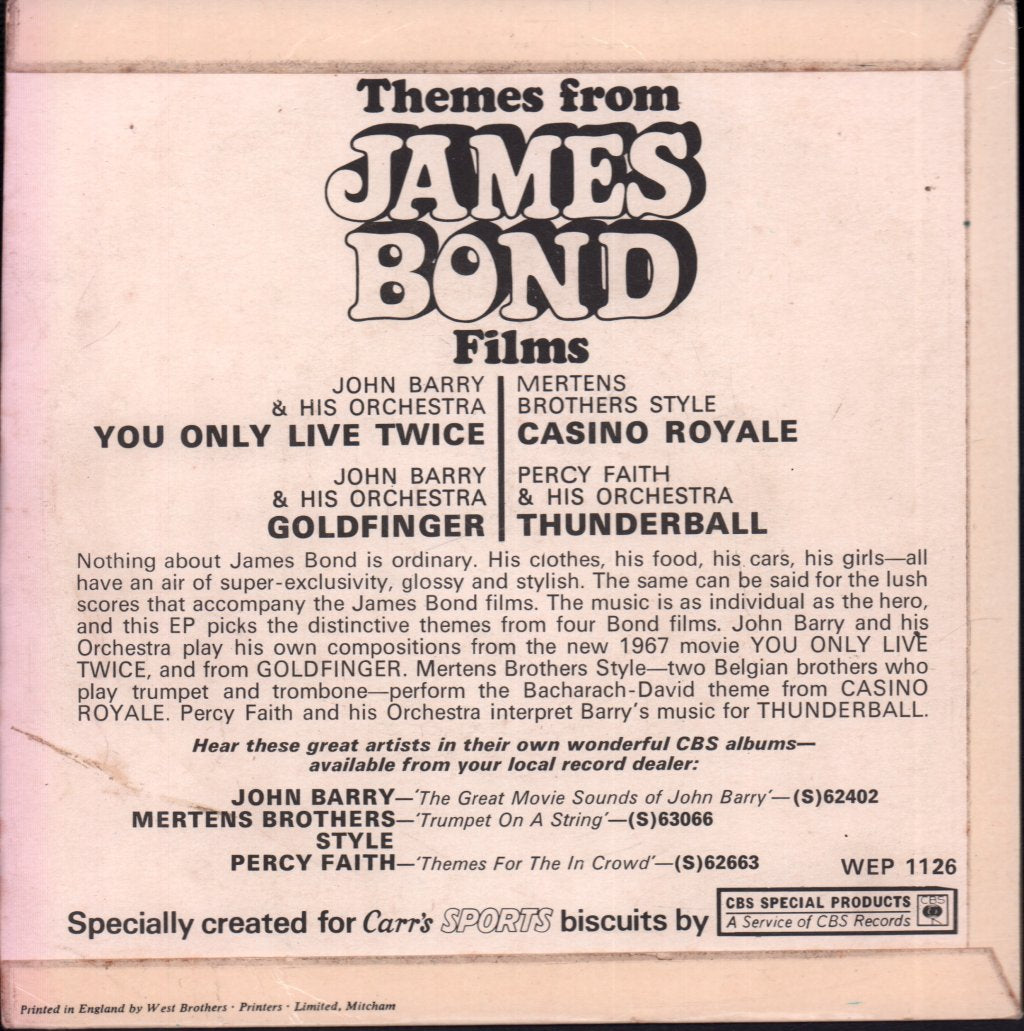 Various Artists - Themes From James Bond Films - 7 Inch