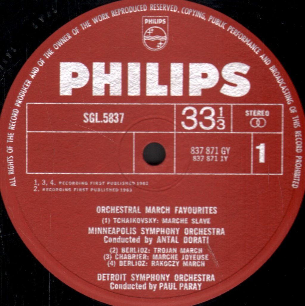 Antal Dorati / Minneapolis Symphony Orchestra / Paul Paray / Detroit Symphony Orchestra - Orchestral March Favourites - Lp