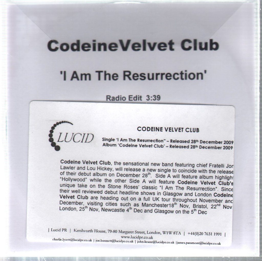 Codeine Velvet Club - I Am The Resurrection - Cdr