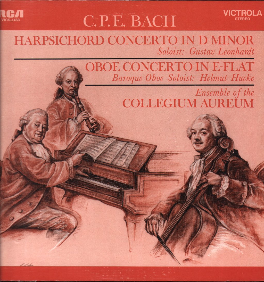 Collegium Aureum / Gustav Leonhardt / Helmut Hucke - C.P.E. Bach - Harpsichord Concerto in D Minor / Oboe Concerto in E-Flat - Lp