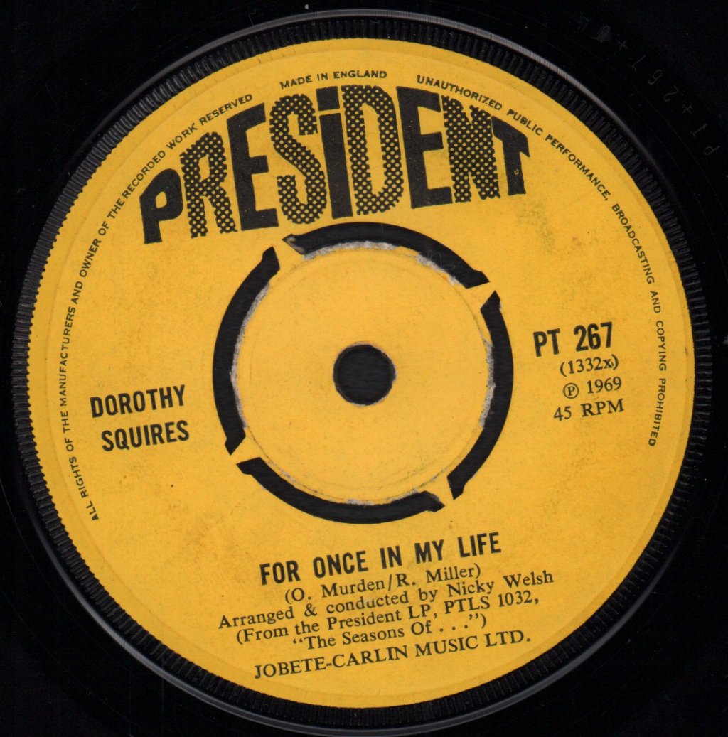 Dorothy Squires - For Once In My Life - 7 Inch
