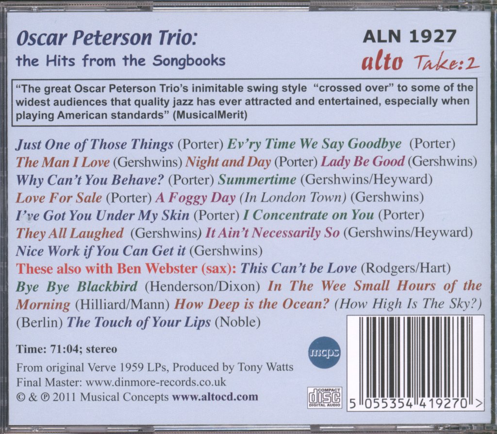 Oscar Peterson Trio - Play The Songbook Hits - Cd