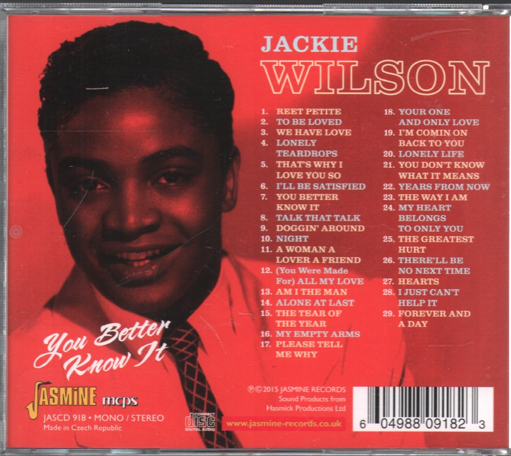 Jackie Wilson - You Better Know It (The US & UK Chart Hits 1957-1962) - Cd
