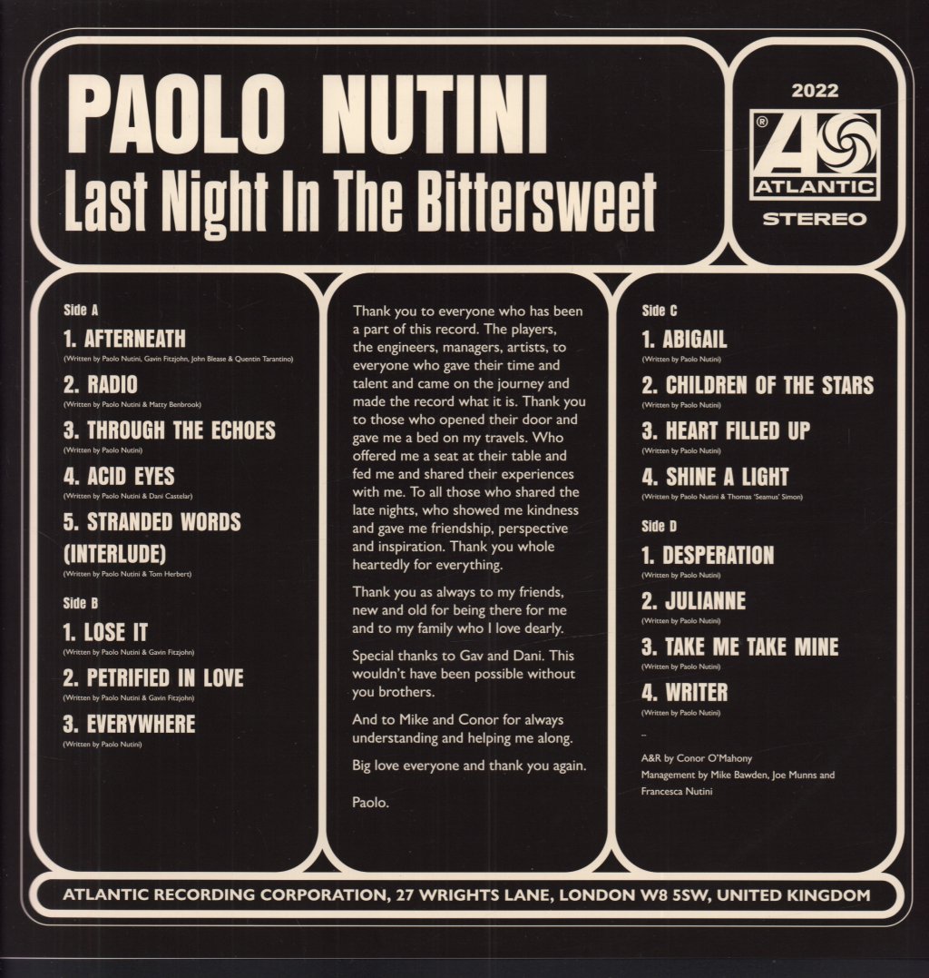 Paolo Nutini - Last Night In the Bittersweet - Double Lp