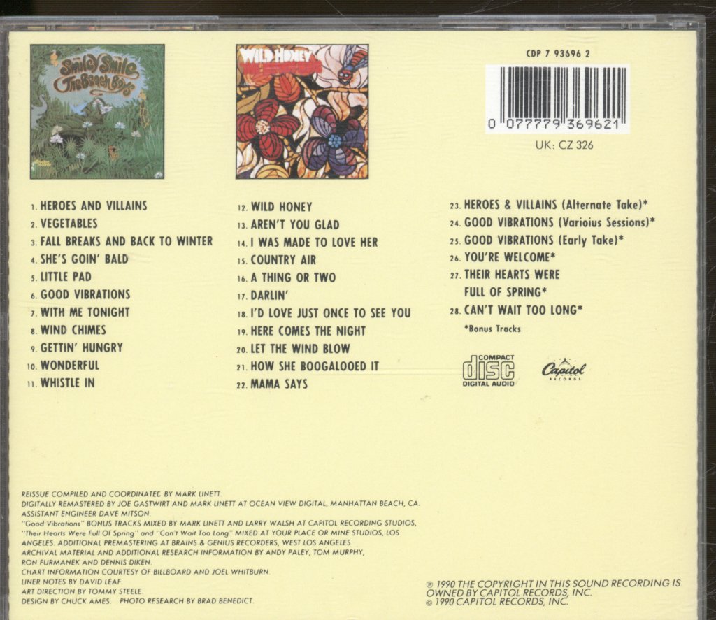 Beach Boys - Smiley Smile / Wild Honey - Cd