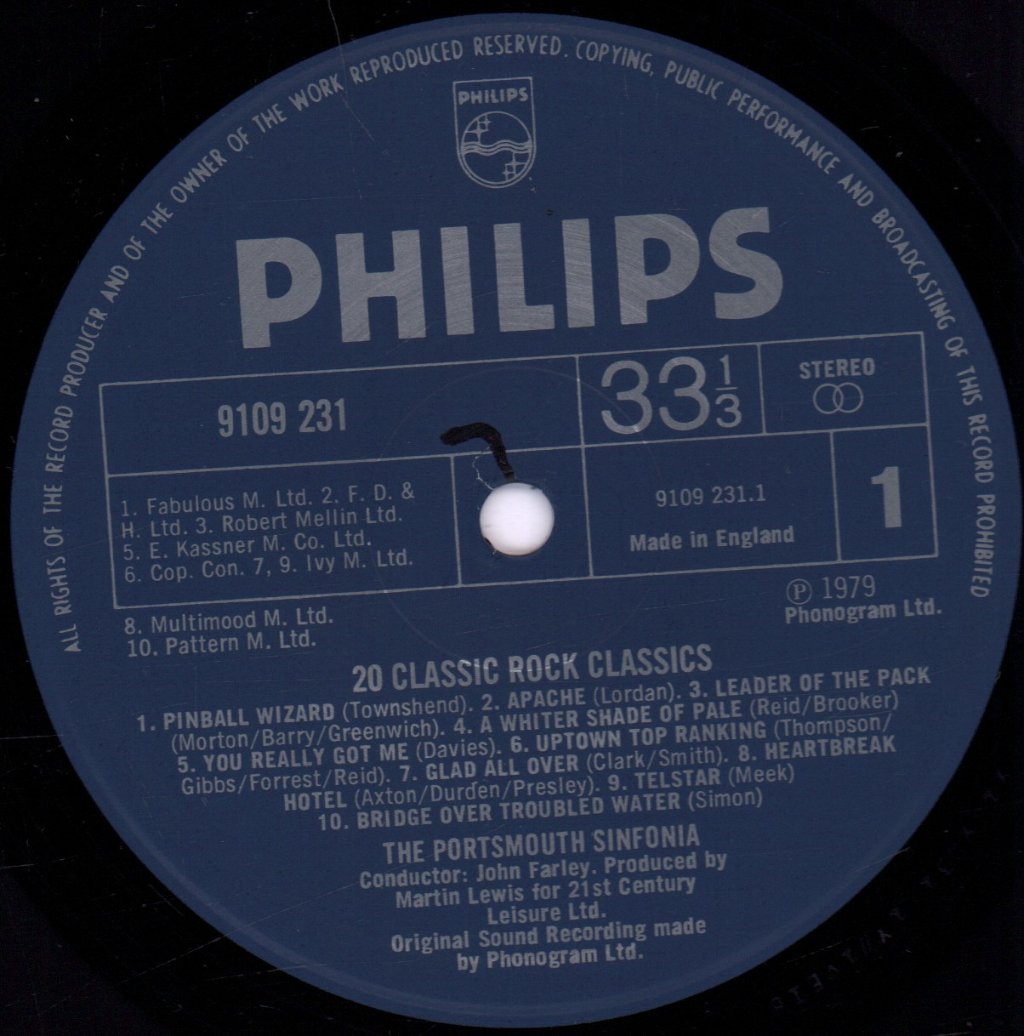 Portsmouth Sinfonia - 20 Classic Rock Classics - Lp
