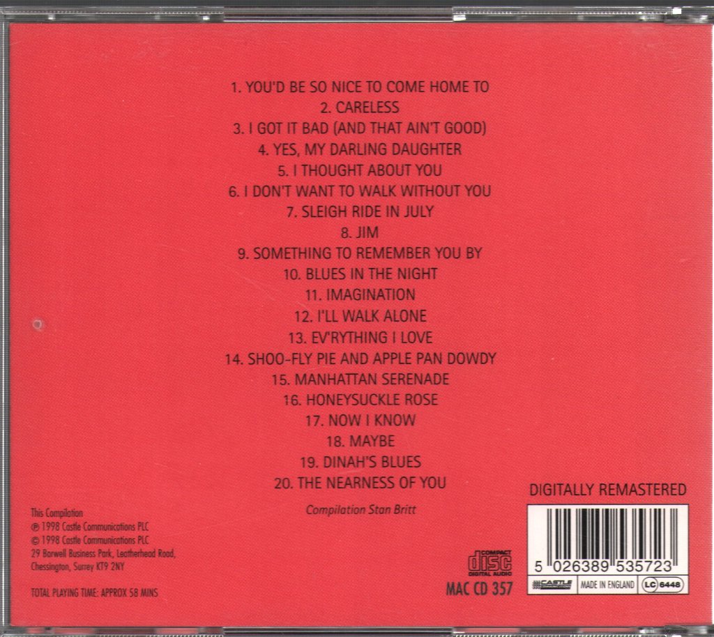 Dinah Shore - Legendary Song Stylist - Cd